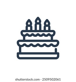 Tarta de cumpleaños para el icono del Vector de la fiesta de cumpleaños