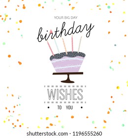 Birthday cake, pastel colors cartoon