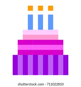 Birthday cake pixel art cartoon retro game style
