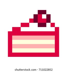 Birthday cake pixel art cartoon retro game style