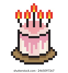 Pastel de cumpleaños en estilo pixel art