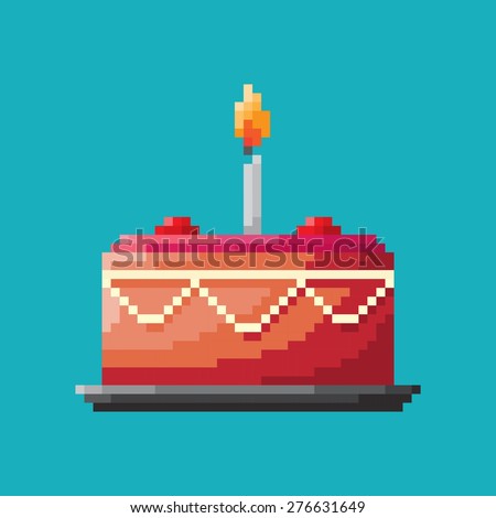 Birthday cake, Pixel concept icon