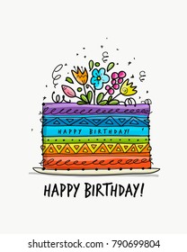 Birthday cake, postcard for your design