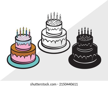 Birthday Cake Printable Vector Illustration