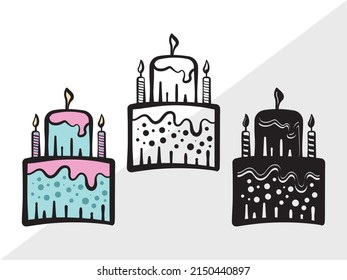 Birthday Cake Printable Vector Illustration