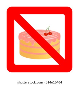 Birthday cake in prohibiting sign.