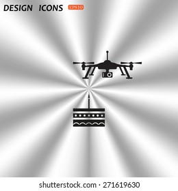 Birthday cake. Quadrocopter. icon. vector design