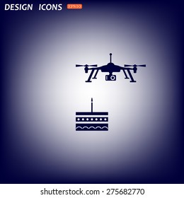Birthday cake. Quadrocopter. icon. vector design