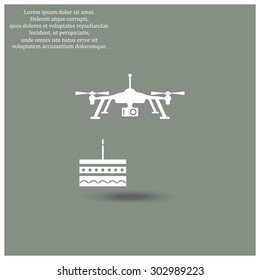 Birthday cake. Quadrocopter. icon. vector design
