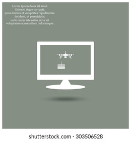 Birthday cake. Quadrocopter. icon. vector design