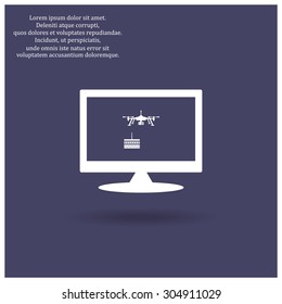 Birthday cake. Quadrocopter. icon. vector design