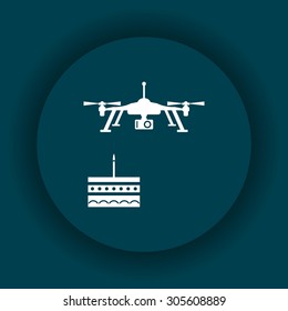 Birthday cake. Quadrocopter. icon. vector design