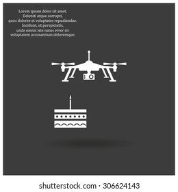 Birthday cake. Quadrocopter. icon. vector design