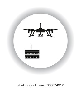 Birthday cake. Quadrocopter. icon. vector design