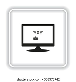 Birthday cake. Quadrocopter. icon. vector design