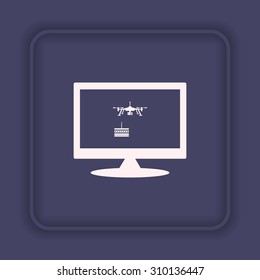Birthday cake. Quadrocopter. icon. vector design