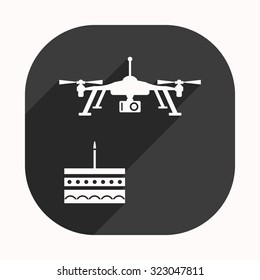 Birthday cake. Quadrocopter. icon. vector design