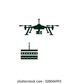 Birthday cake. Quadrocopter. icon. vector design