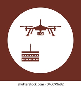 Birthday cake. Quadrocopter. icon. vector design