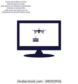 Birthday cake. Quadrocopter. icon. vector design