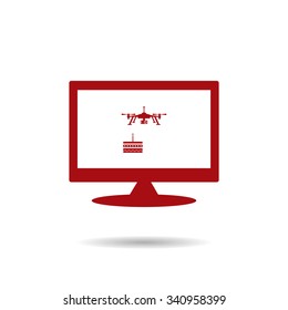Birthday cake. Quadrocopter. icon. vector design