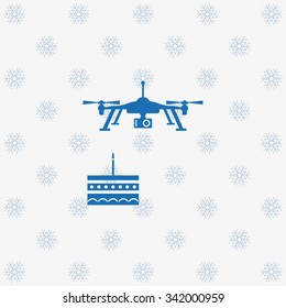 Birthday cake. Quadrocopter. icon. vector design