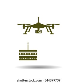 Birthday cake. Quadrocopter. icon. vector design