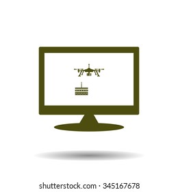 Birthday cake. Quadrocopter. icon. vector design