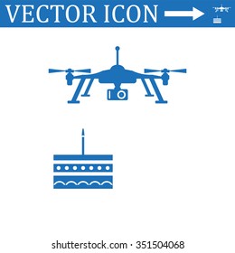 Birthday cake. Quadrocopter. icon. vector design