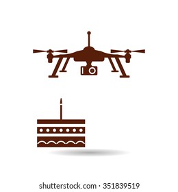 Birthday cake. Quadrocopter. icon. vector design