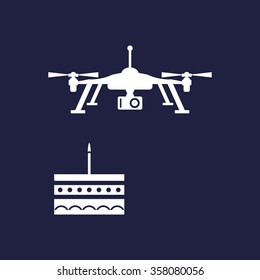 Birthday cake. Quadrocopter. icon. vector design