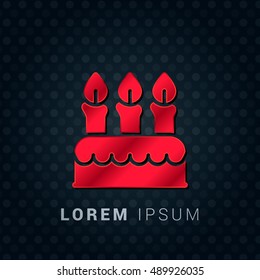 Birthday Cake Red chromium precious metallic 3D Icon / Logo Design