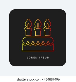 Birthday Cake Red & Orange gradient attractive line thin icon / logo design