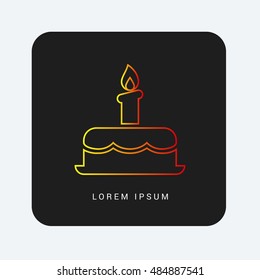 Birthday Cake Red & Orange gradient attractive line thin icon / logo design