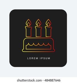 Birthday Cake Red & Orange gradient attractive line thin icon / logo design