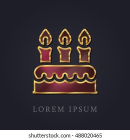 Birthday Cake Red Ruby with Golden Frame Precious Jewellery Icon / Logo Design