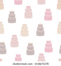 Birthday cake seamless pattern for wallpaper, wrapping paper, fabrics.