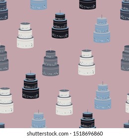 Birthday cake seamless pattern for wallpaper, wrapping paper, fabrics.