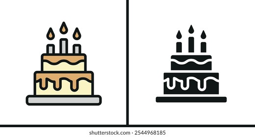 Birthday cake set icon design template modern