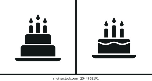 Birthday cake set icon design template modern