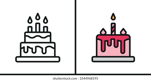 Birthday cake set icon design template modern