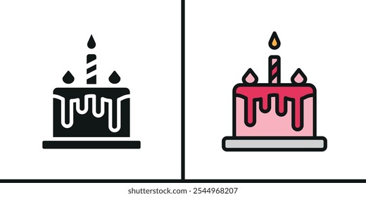 Birthday cake set icon design template modern