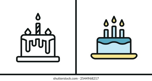 Bolo de aniversário definir ícone modelo de design moderno