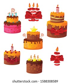 birthday cake set vector illustration