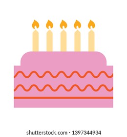 Birthday cake sign icon. cake with burning candles symbol. Abstract shape. flat birthday cake icon. Vector