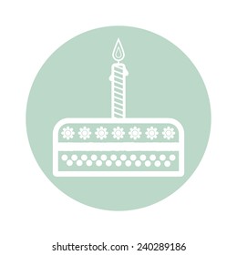 Birthday cake sign icon. Cake with burning candle symbol. Vector illustration