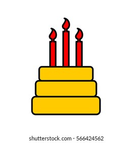 Birthday Cake sign. Logo dessert for holiday. Cake and candles icon