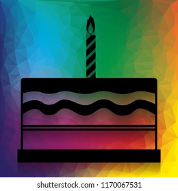 Birthday cake sign. Vector. Flat style black icon on white.