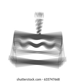 Birthday cake sign. Vector. Gray icon shaked at white background.