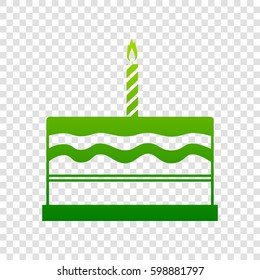 Birthday cake sign. Vector. Green gradient icon on transparent background.